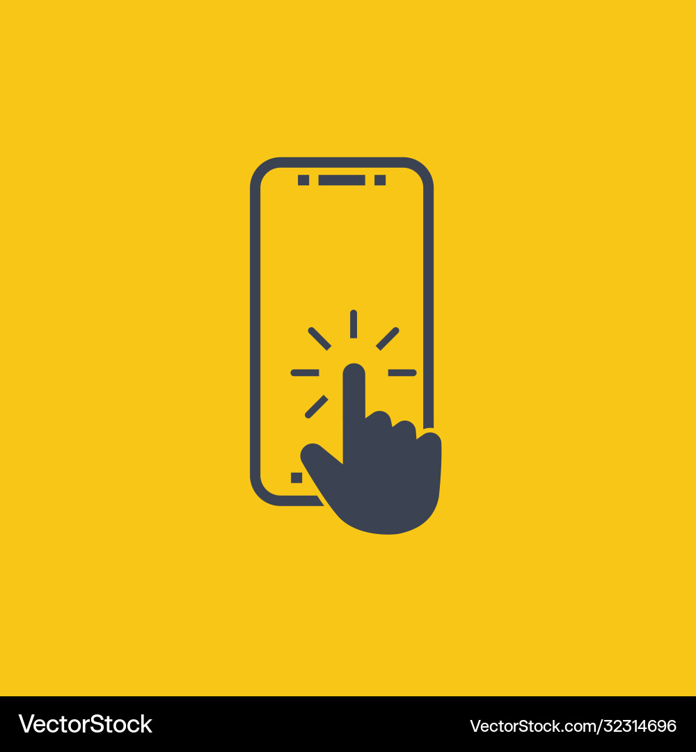 Click button on screen smartphone symbol in flat Click button on screen smartphone symbol in flat vector image
