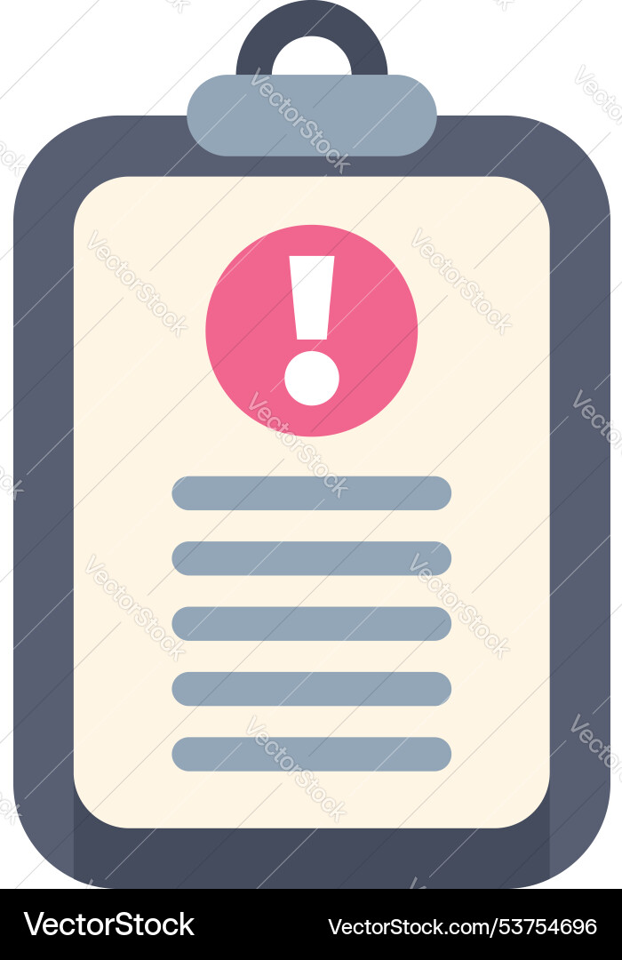Clipboard showing warning message with exclamation Clipboard showing warning message with exclamation vector image
