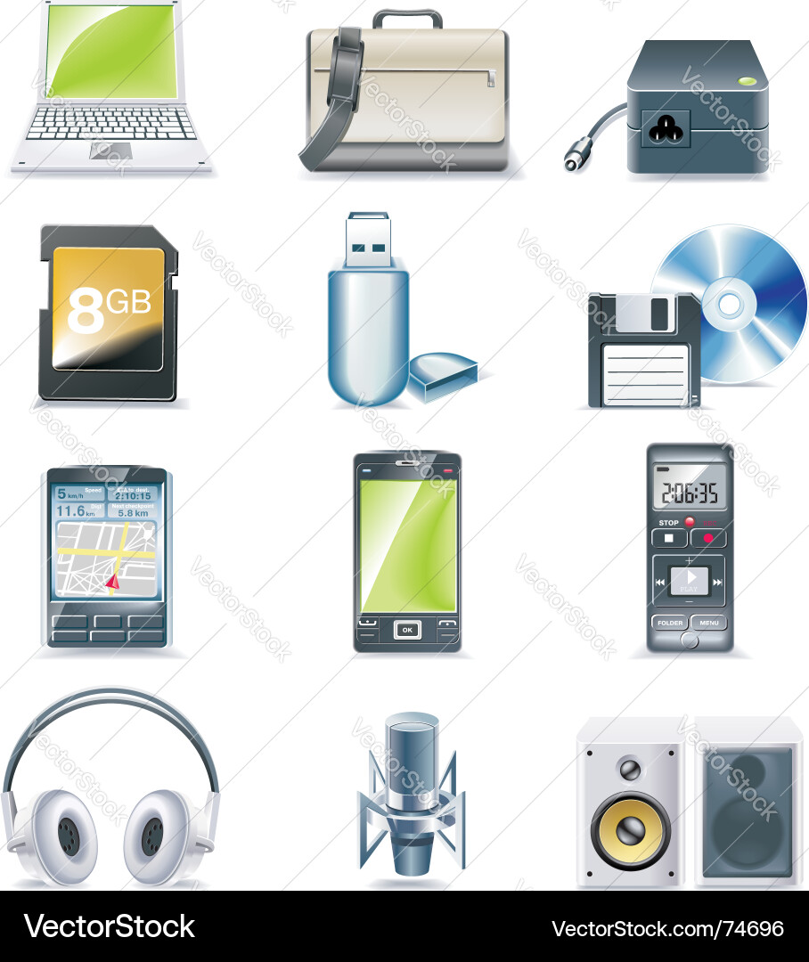 Computer Components Icon Set vector image