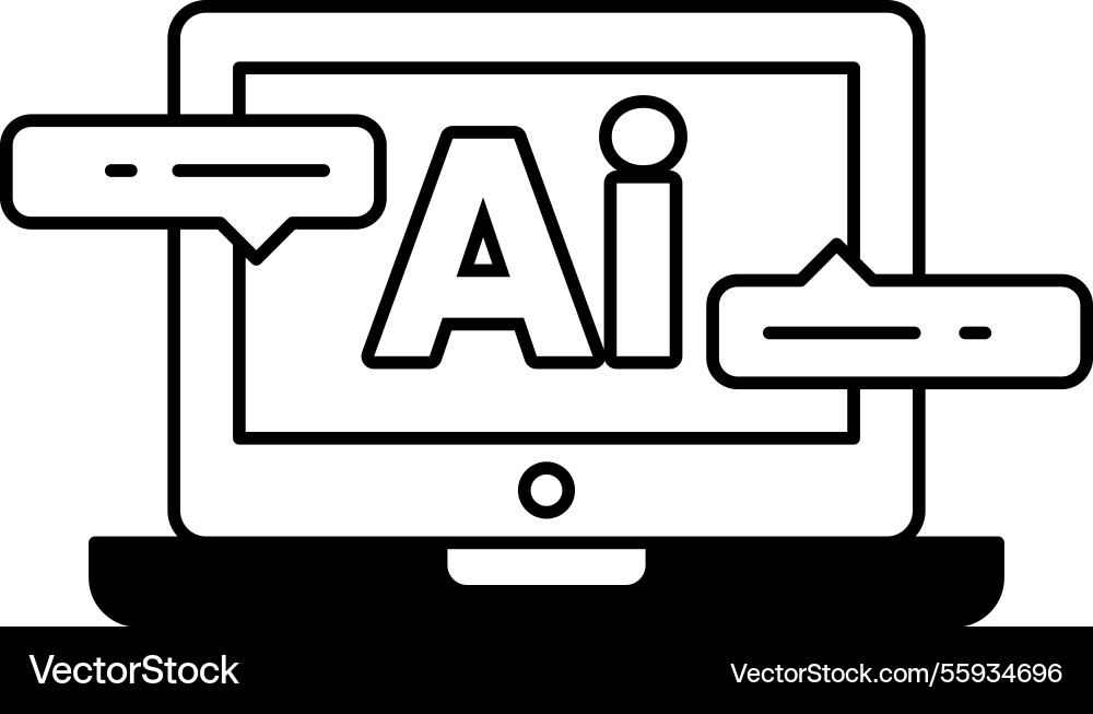 Computer monitor with the word ai written Computer monitor with the word ai written Vector Image