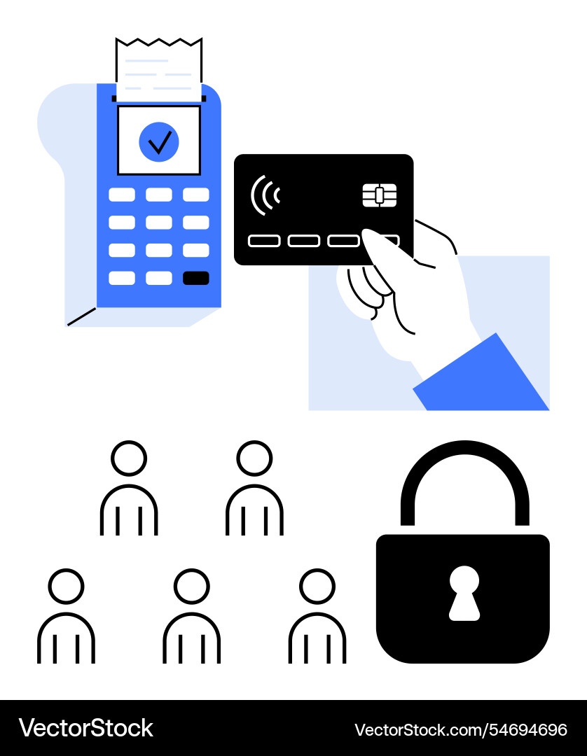 Contactless payment system security with user Contactless payment system security with user vector image