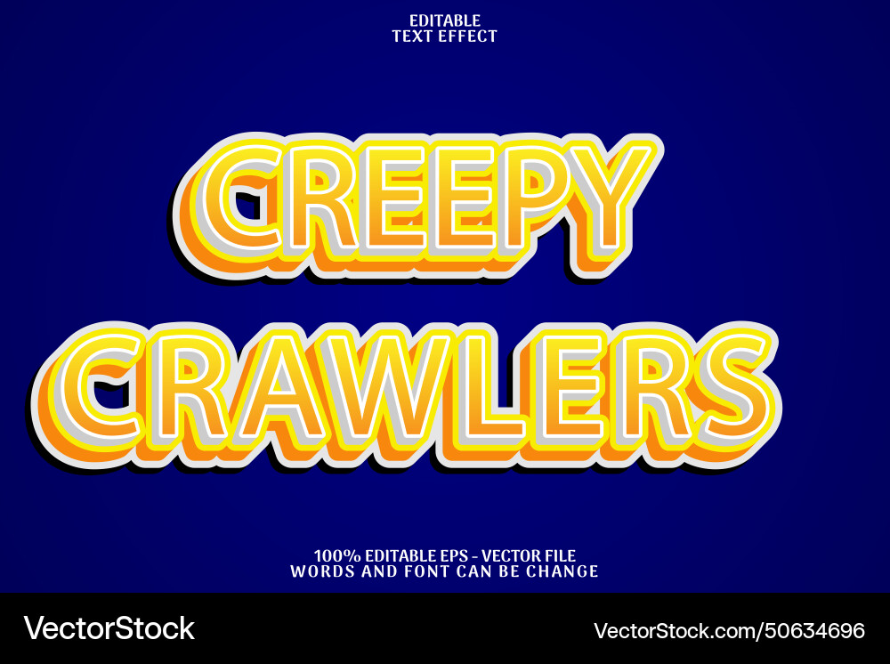 Creepy crawlers editable text effect cartoon style Creepy crawlers editable text effect cartoon style vector image