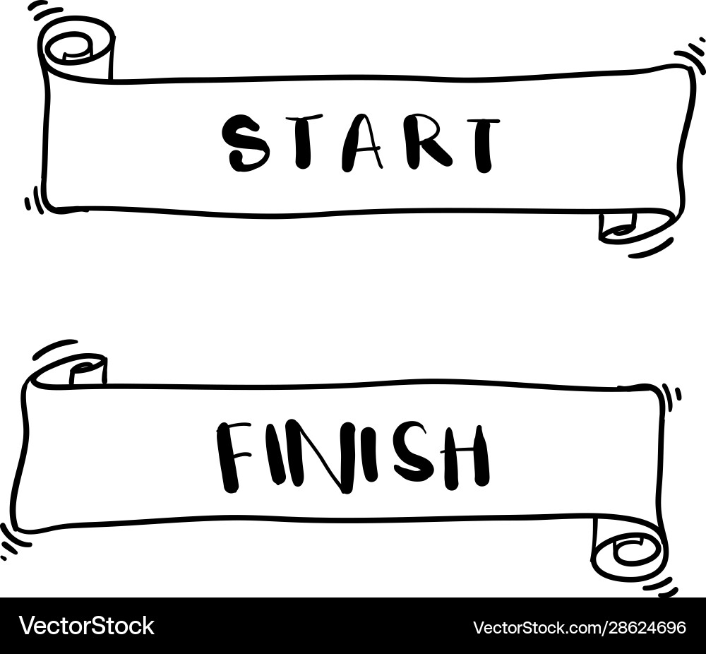 Handdrawn start and finish line banners streamers Vector Image