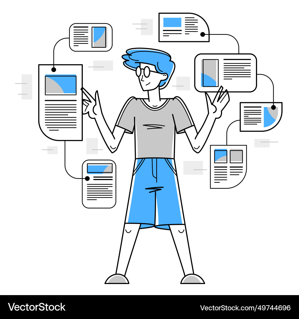Intellectual worker making analysis of some data Intellectual worker making analysis of some data Vector Image