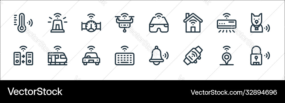 Internet things line icons linear set quality Internet things line icons linear set quality vector image