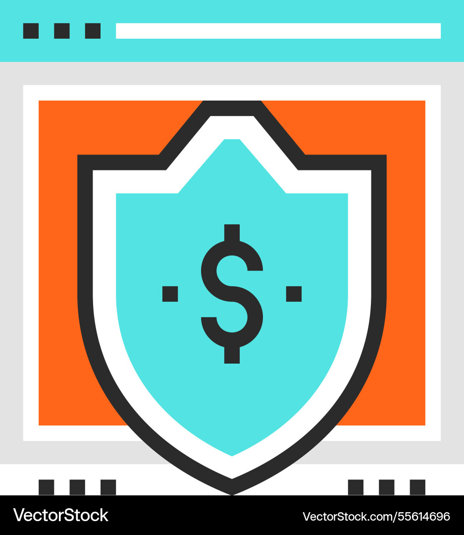 Secure transactions flat line web icon concept Secure transactions flat line web icon concept vector image