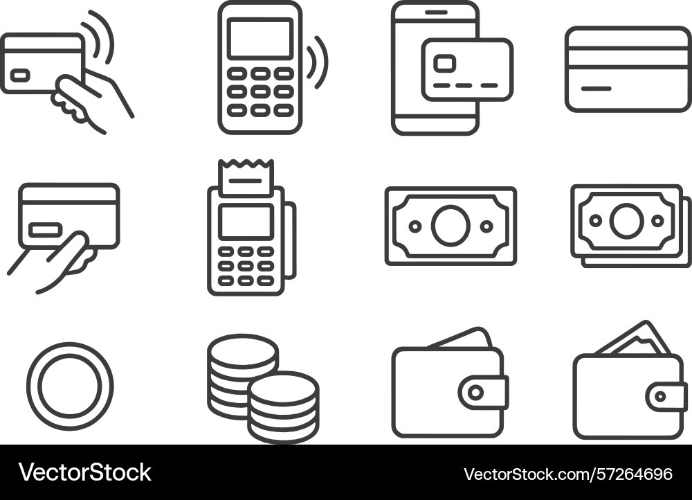 Various methods of payment and currency display Vector Image