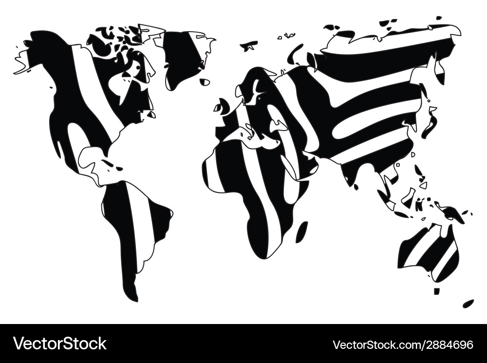World map in animal print design zebra pattern vector image