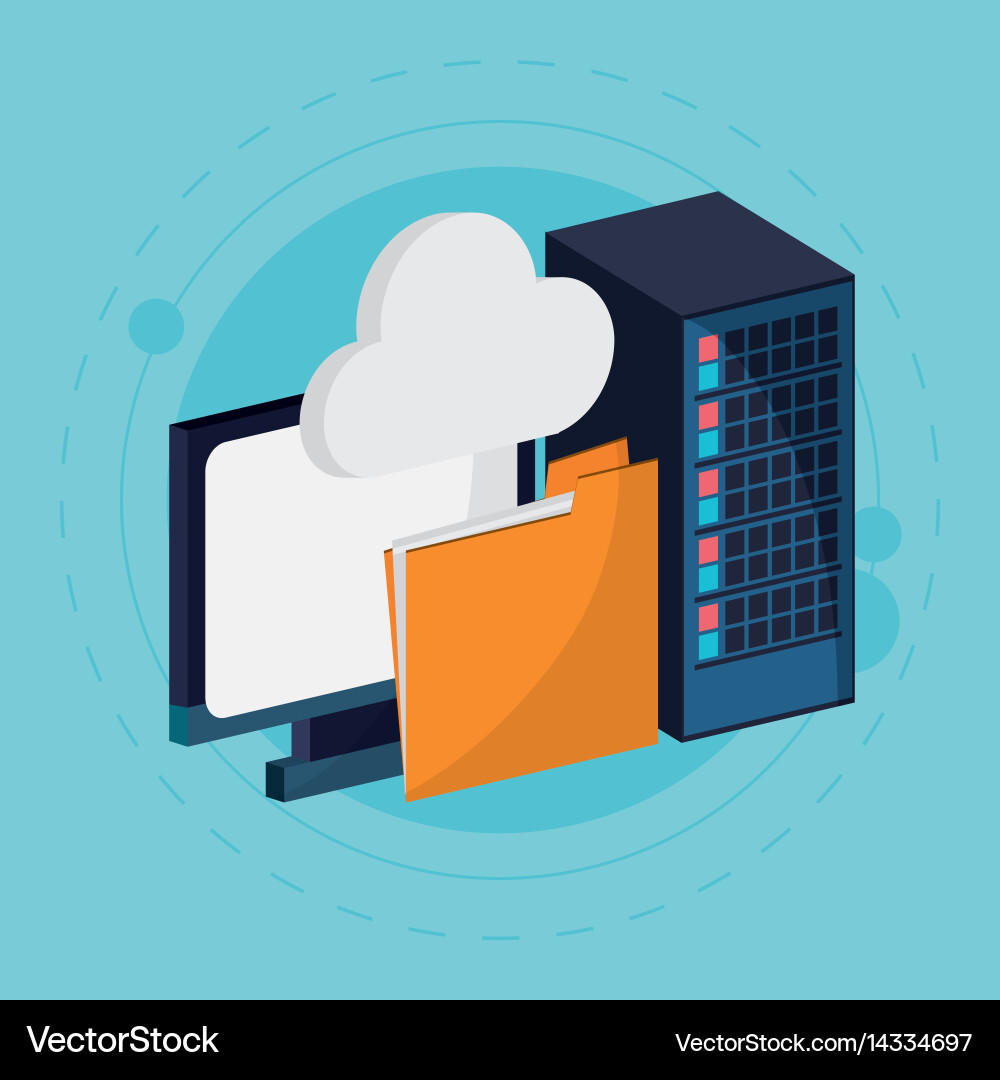Data center cloud computing folder vector image
