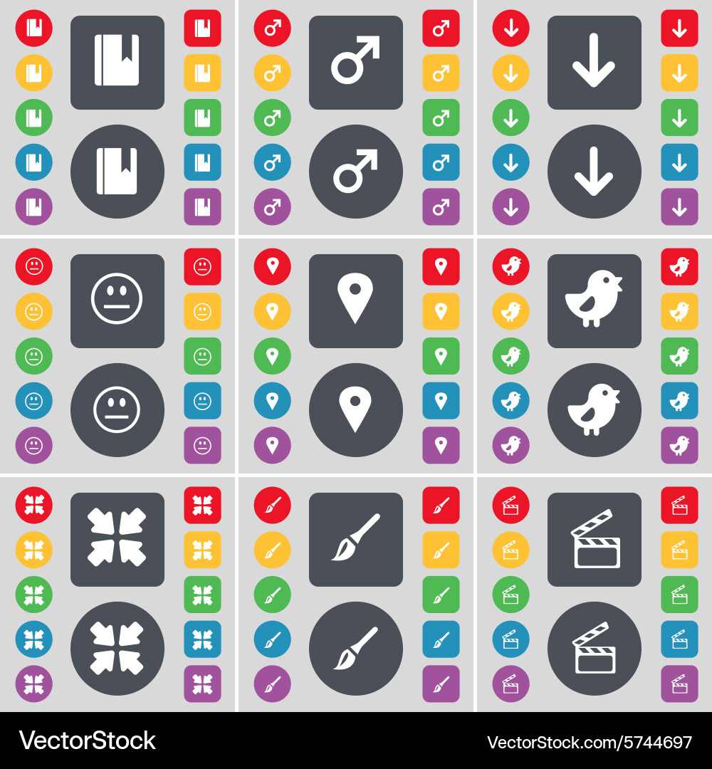 Dictionary mars symbol arrow down smile checkpoint vector image