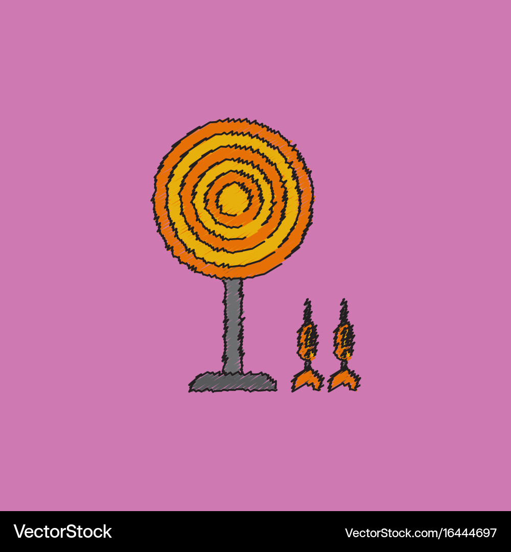 Flat target and darts eps 10 in hatching style Vector Image