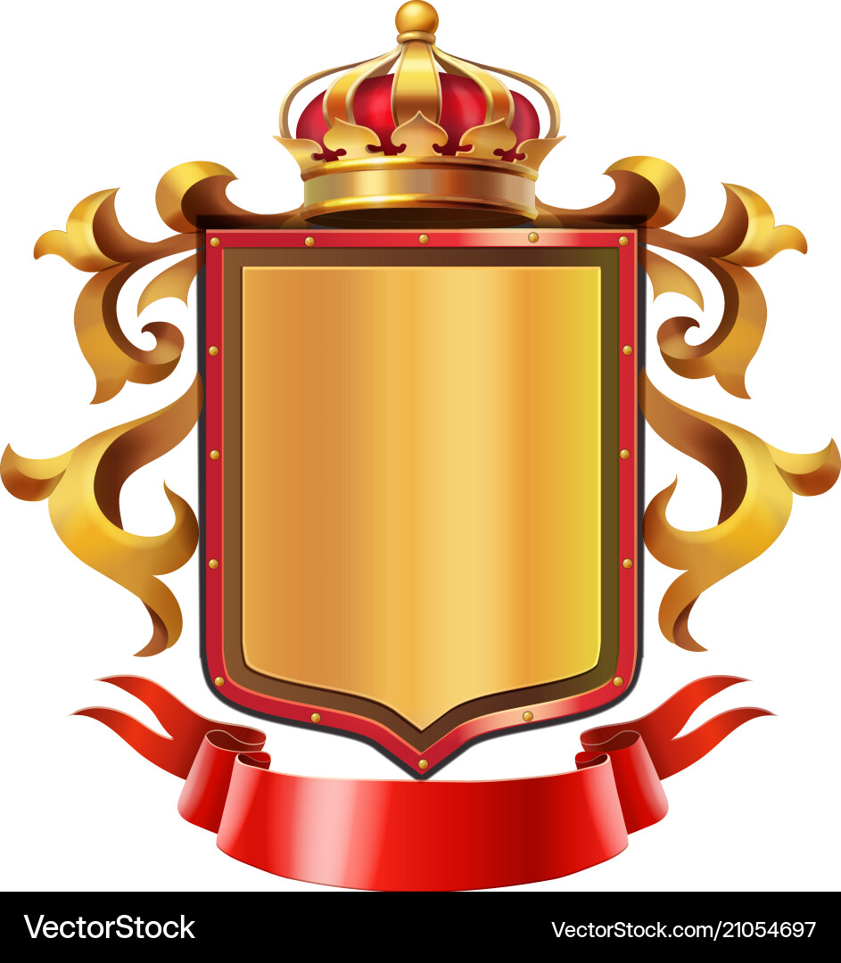 Golden Shield with Crown Royalty Free Vector Image