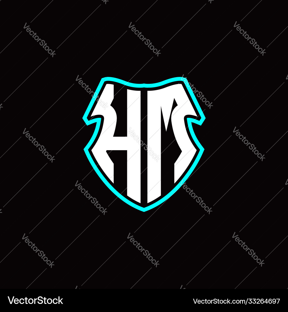 Hm initial logo design with a shield shape Hm initial logo design with a shield shape Vector Image