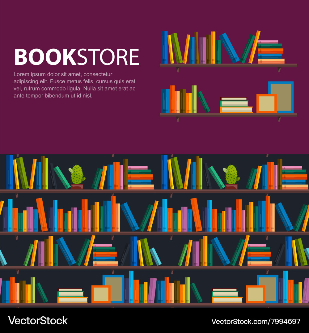 Library bookstore - seamless pattern with books vector image