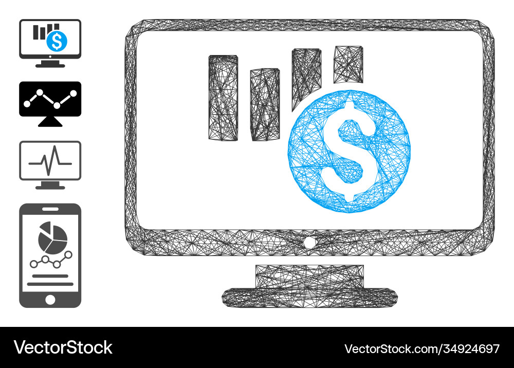 Linear sales chart monitoring mesh Linear sales chart monitoring mesh vector image