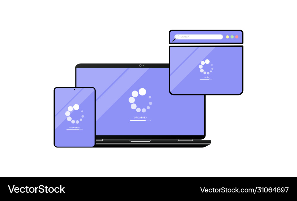 Loading page browser on top view laptop screen Loading page browser on top view laptop screen vector image