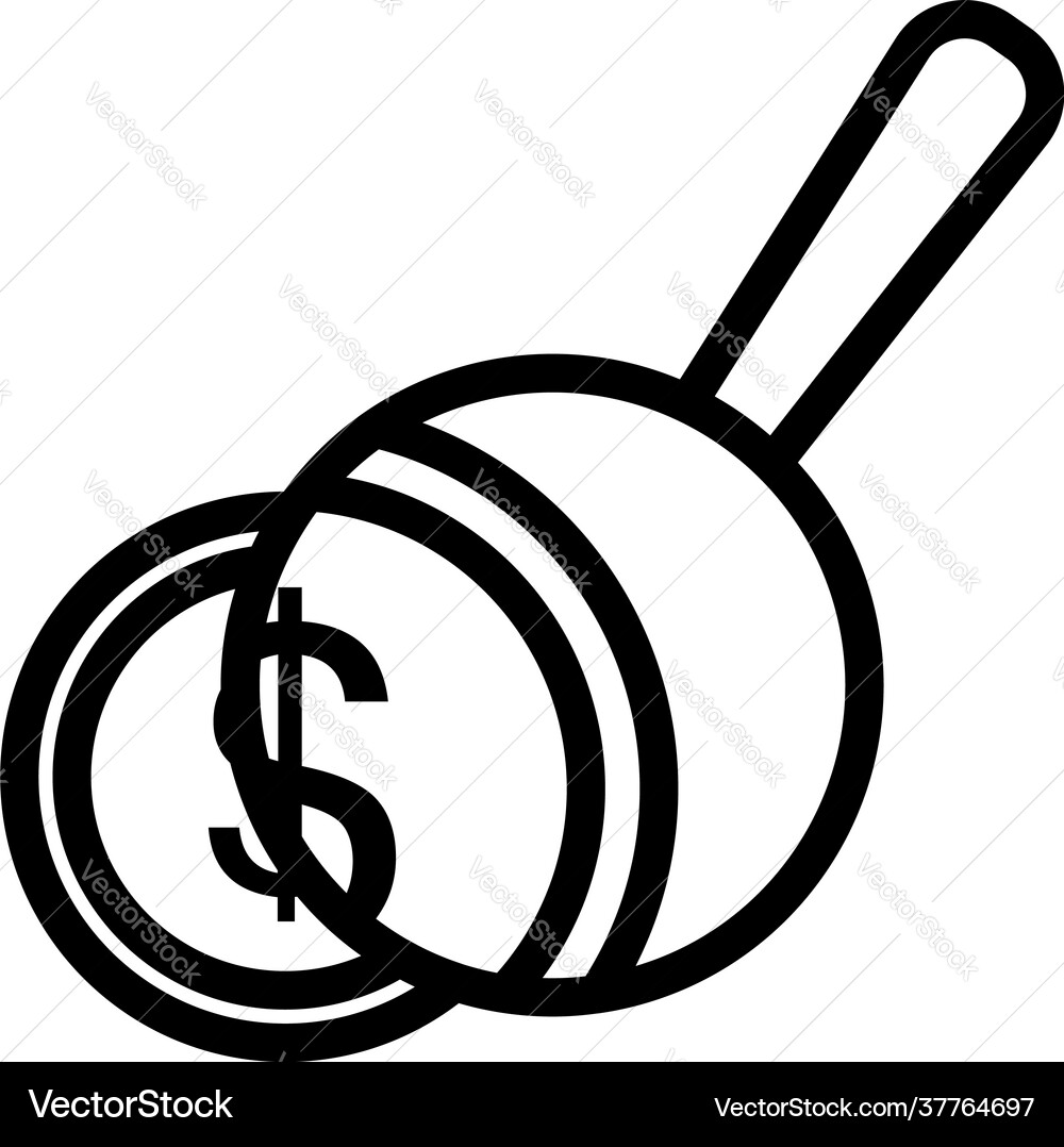 Magnifying over coins stack icon vector image