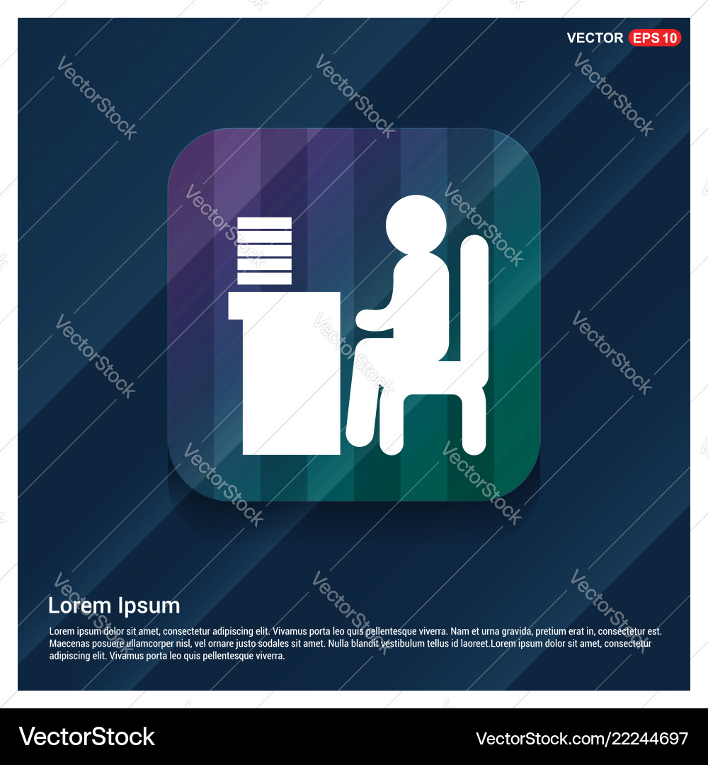 Man behind the computer desk icon Man behind the computer desk icon Vector Image