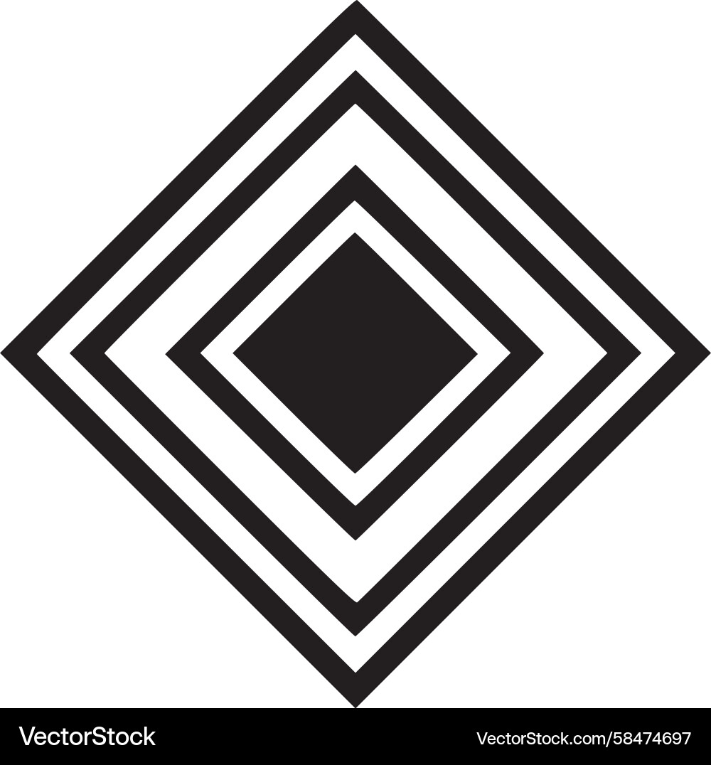 Nested Diamond Icon - Depth Effect Vector Image