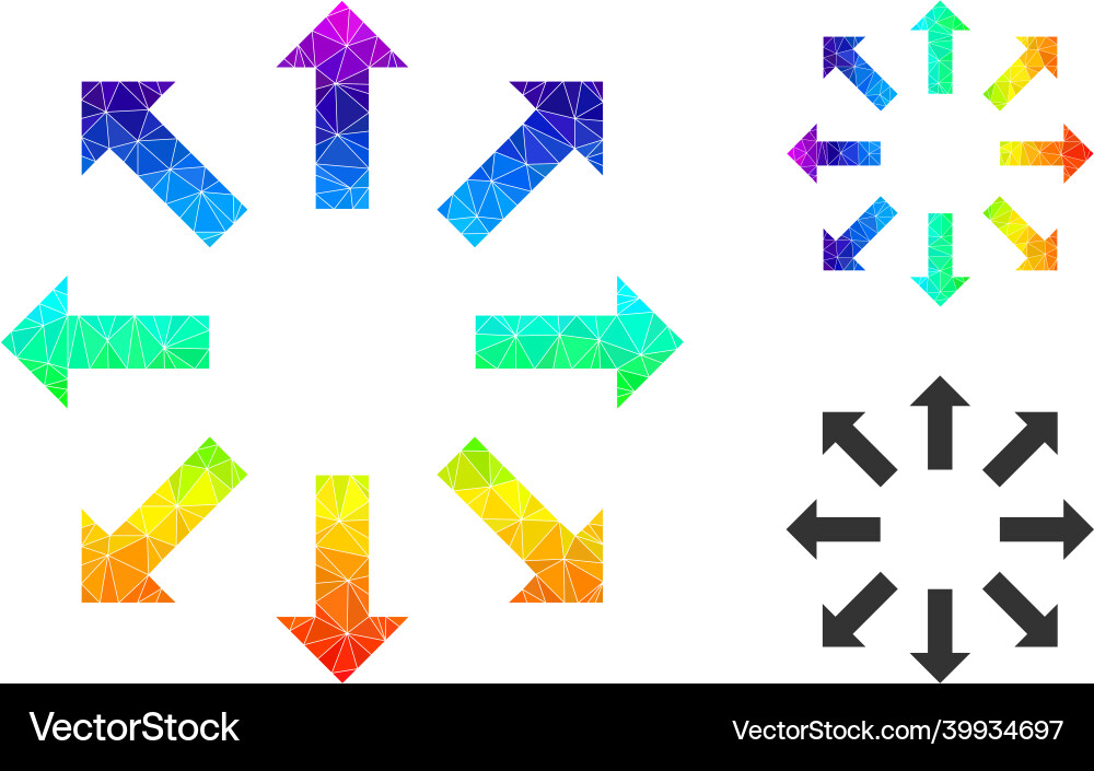 Polygonal explode arrows icon with spectral Vector Image