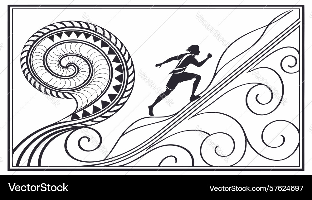 Runner on spiral path - continuous motion vector image