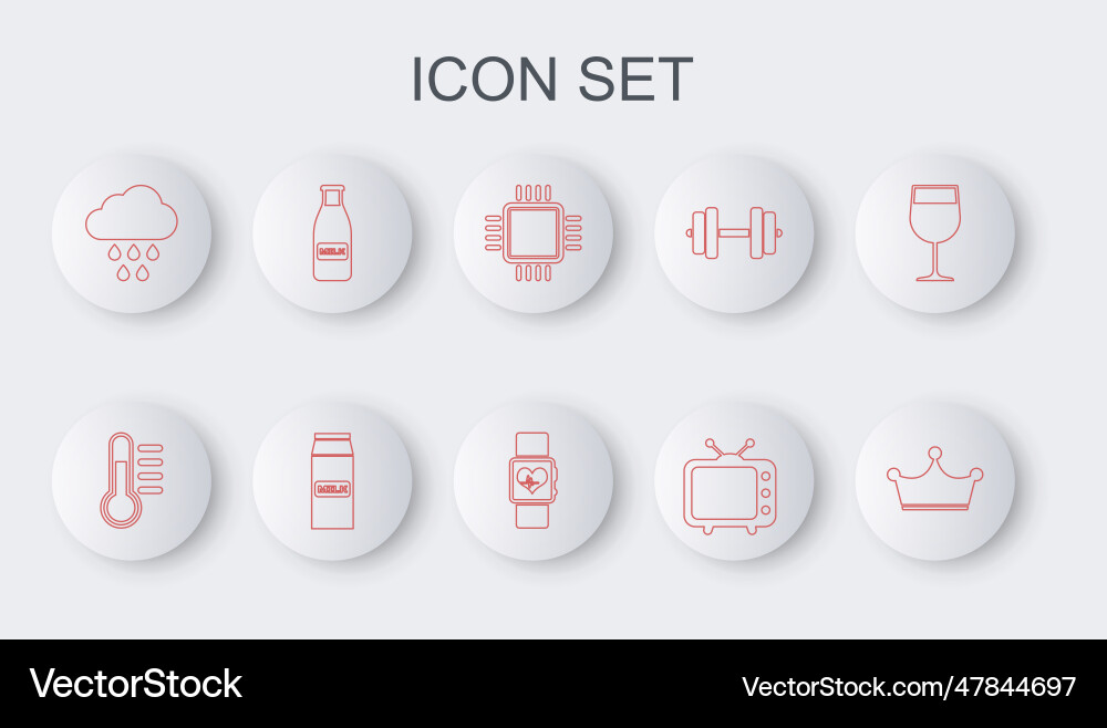 Set line crown thermometer processor with cpu Set line crown thermometer processor with cpu vector image
