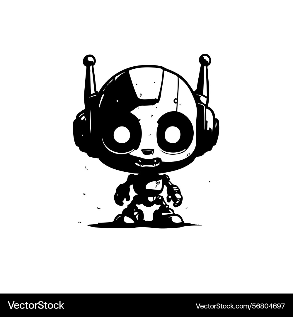 Stylized monochrome robot with rounded features vector image