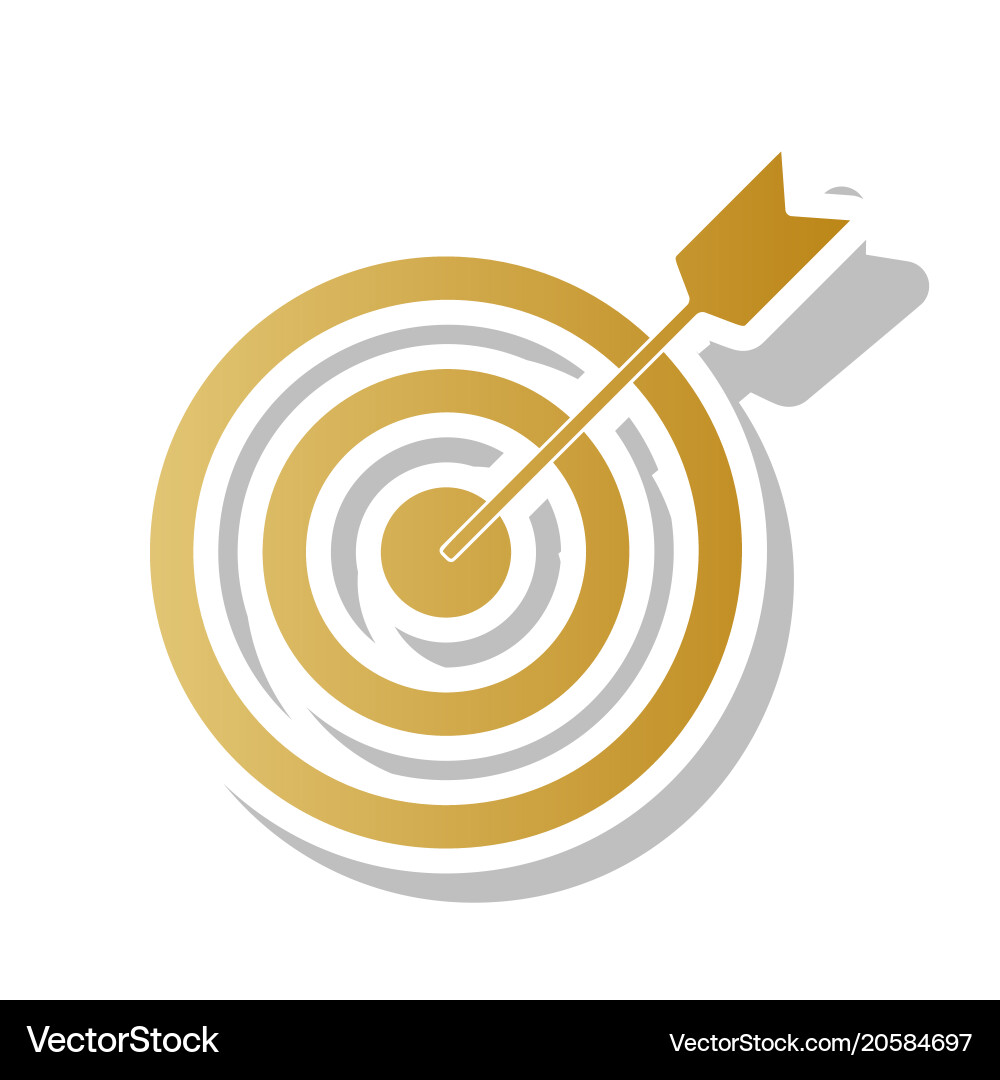 Target with dart golden gradient icon vector image