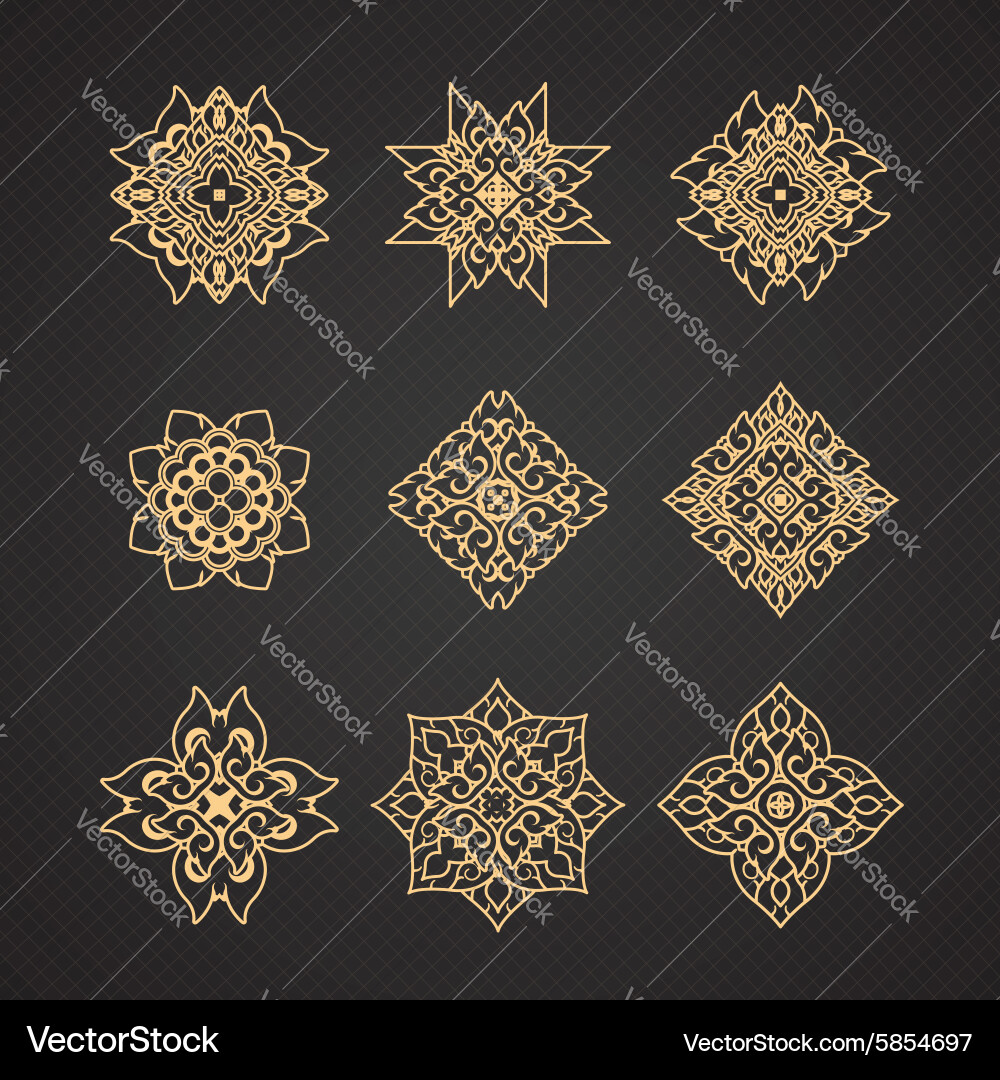 Thai Ornamental Art Motif Vector Image