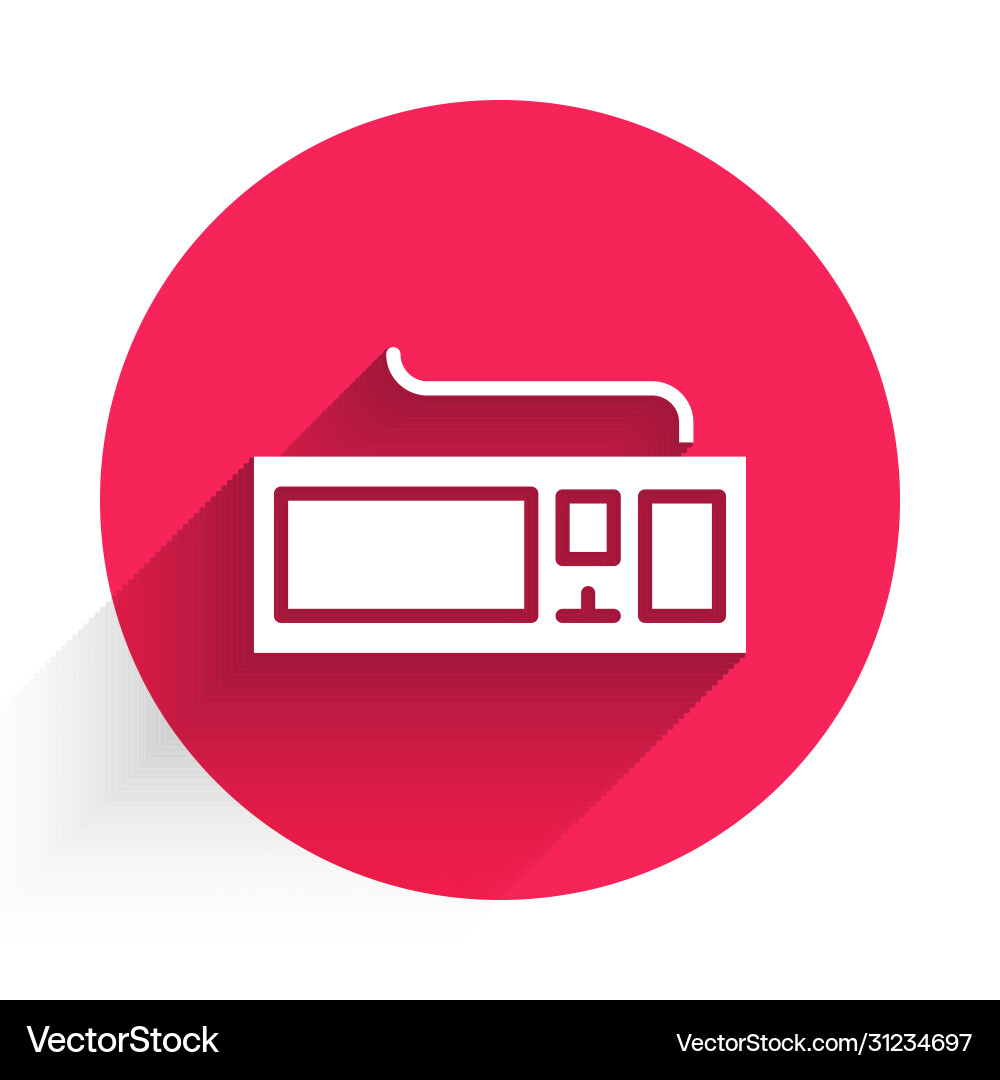 White computer keyboard icon isolated with long Vector Image
