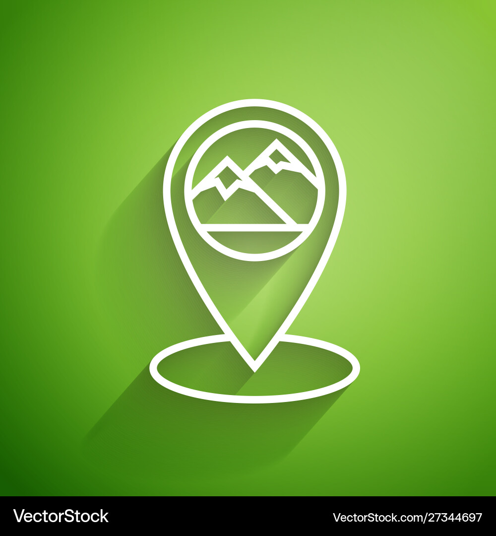 White line map pointer with mountain icon isolated White line map pointer with mountain icon isolated vector image