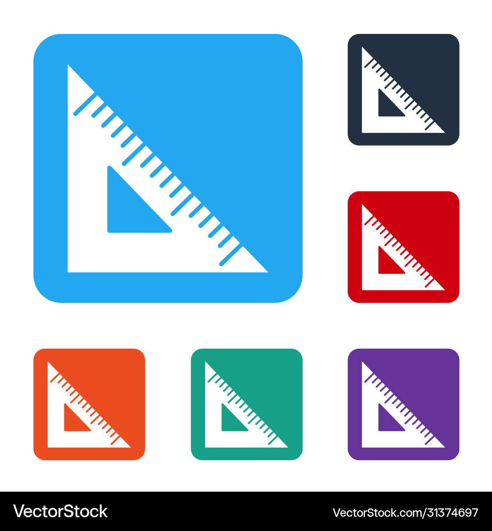 White triangular ruler icon isolated on White triangular ruler icon isolated on vector image