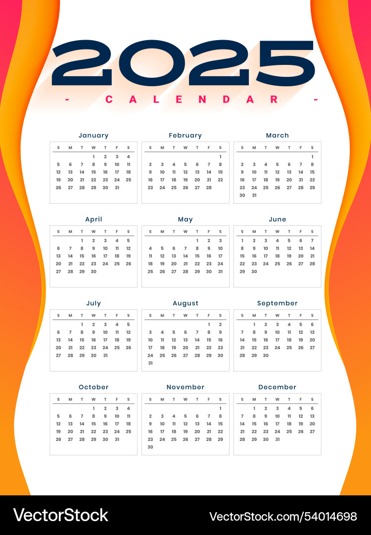 2025 full page printable calendar - 2025 Full Page Printable Calendar Layout Vector 54014698 