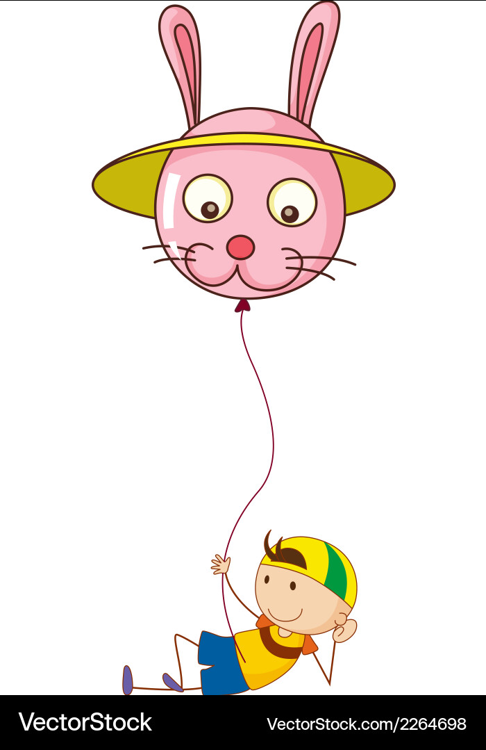 A playful young boy holding balloon Vector Image