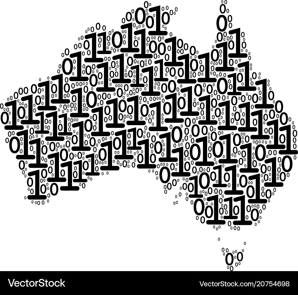 Australia map mosaic of binary digits Australia map mosaic of binary digits Vector Image