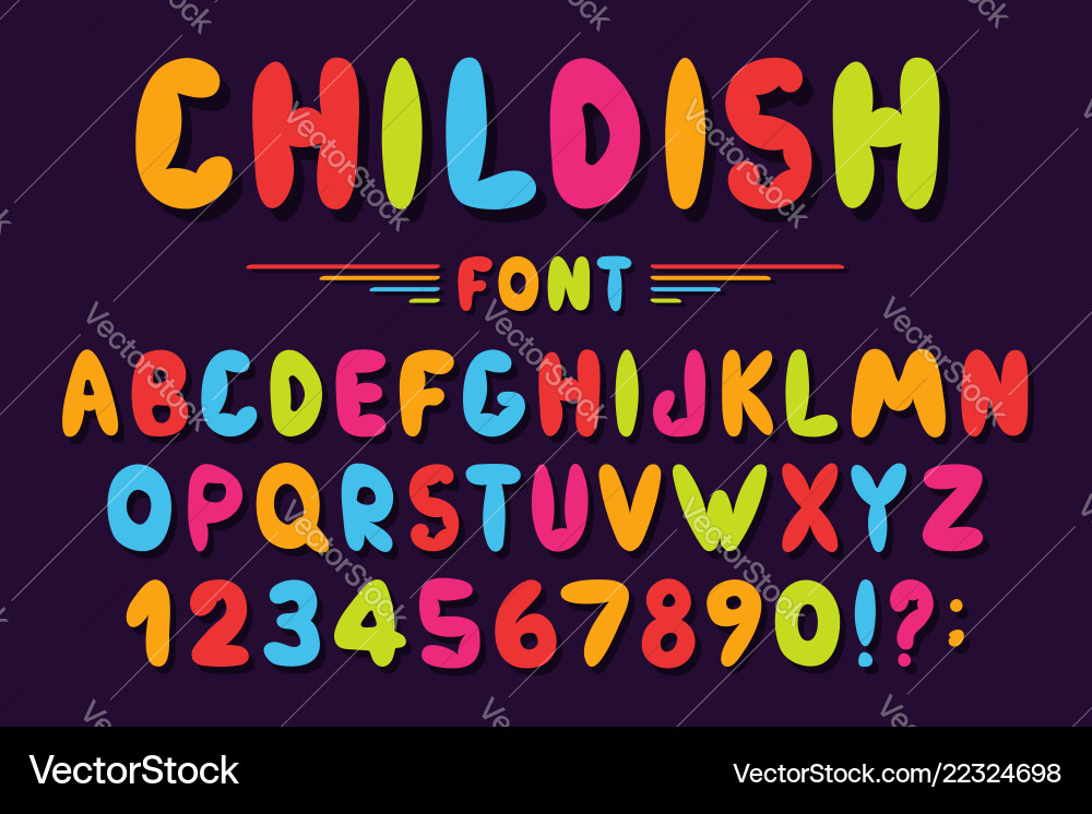 Children font in cartoon style colorful bubble vector image