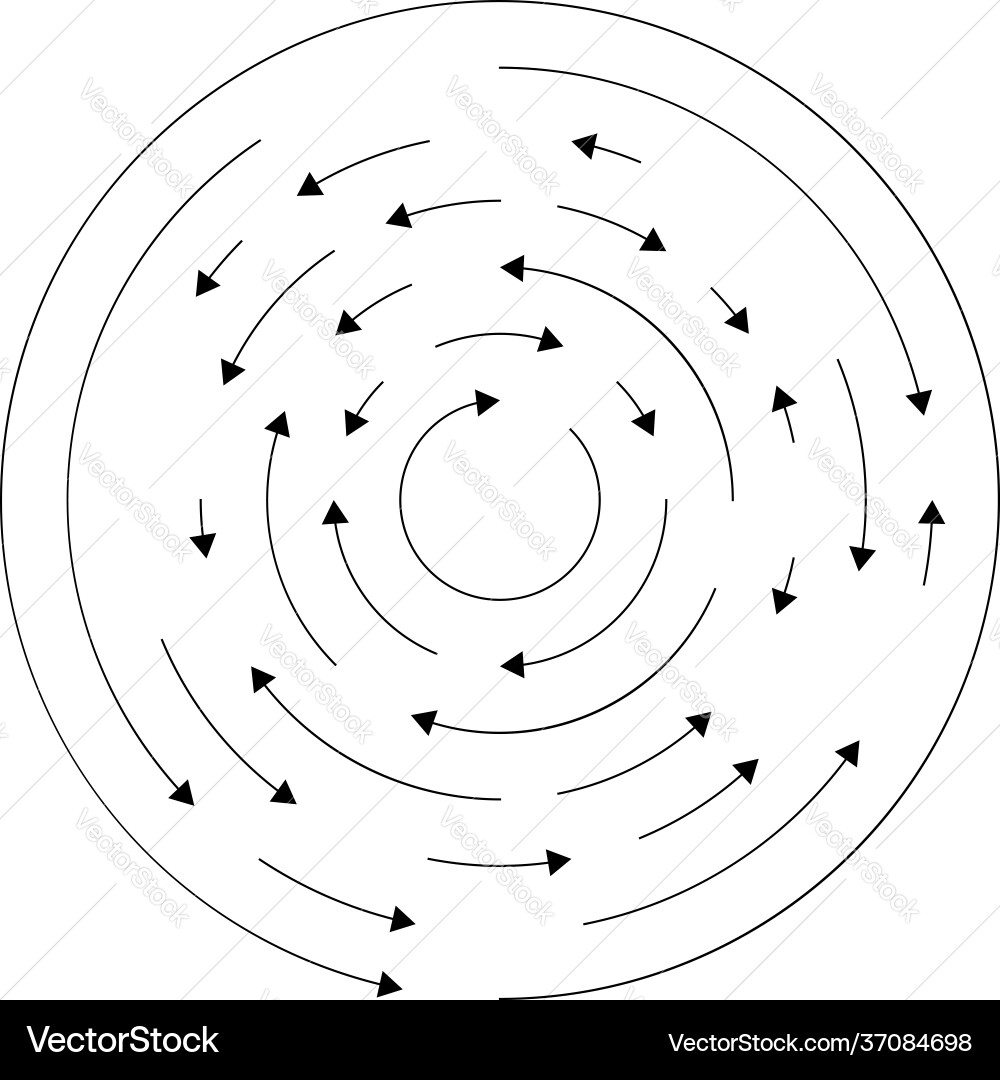 Circular concentric arrows in opposite direction Circular concentric arrows in opposite direction vector image