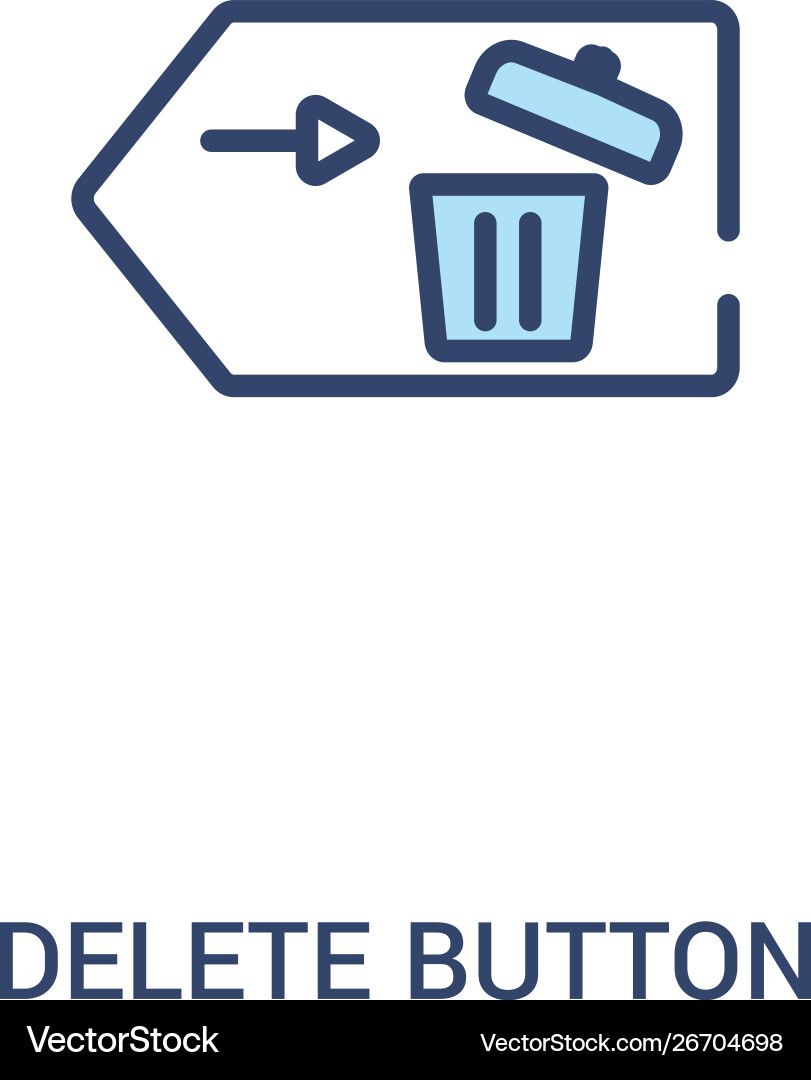 Delete button concept 2 colored icon simple line Delete button concept 2 colored icon simple line vector image