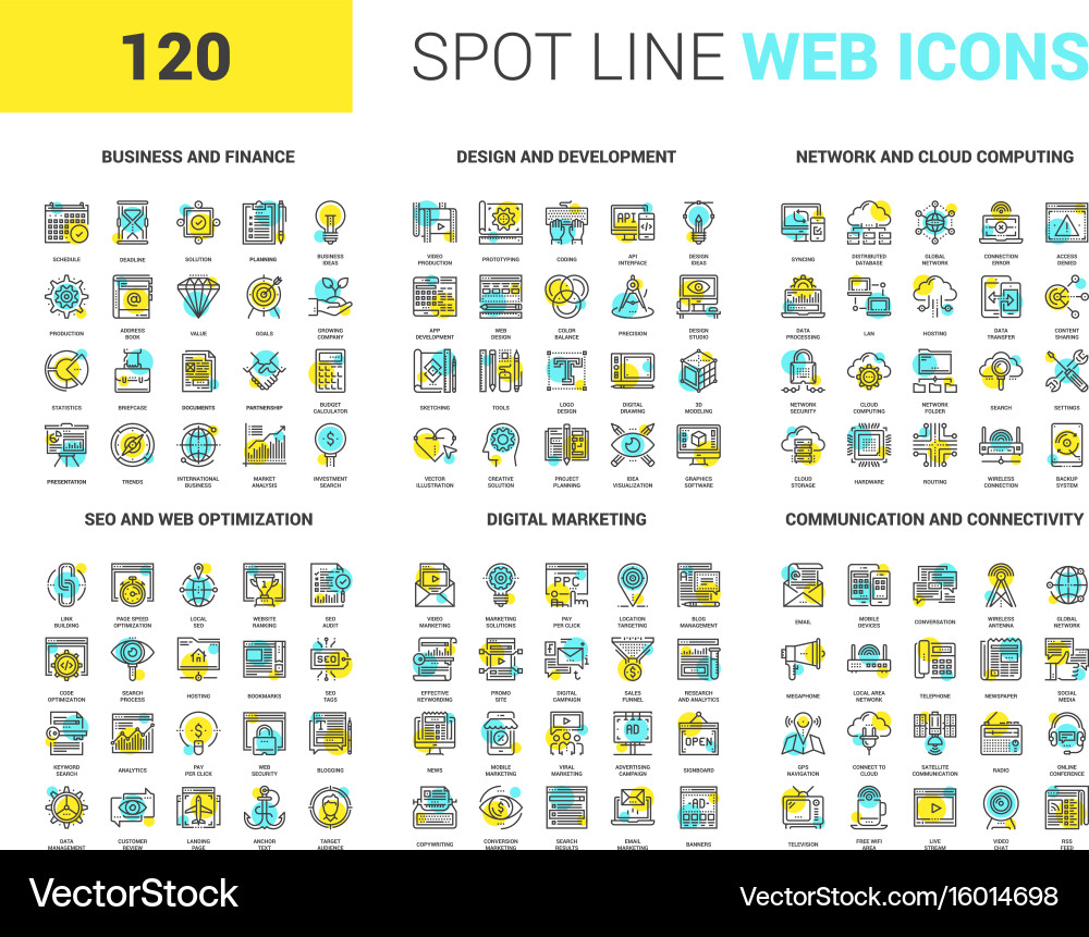 Flat line web icons vector image