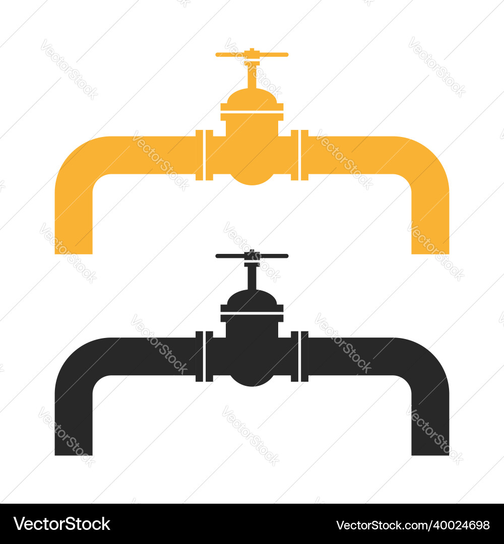 Gas pipeline branch with gate valve in yellow Gas pipeline branch with gate valve in yellow Vector Image