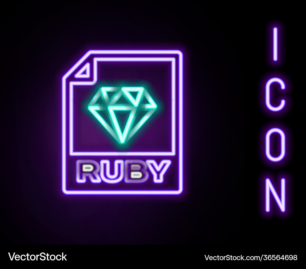 Glowing neon line ruby file document download Glowing neon line ruby file document download Vector Image