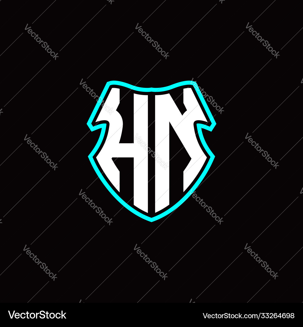 H n initial logo design with a shield shape vector image