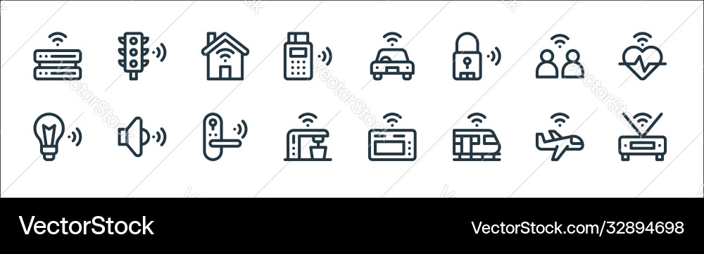 Internet things line icons linear set quality Internet things line icons linear set quality vector image