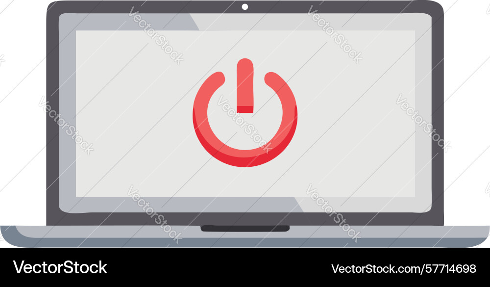 Laptop with power button for device control vector image