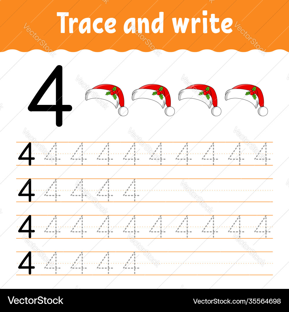 Learn numbers trace and write winter theme Learn numbers trace and write winter theme vector image