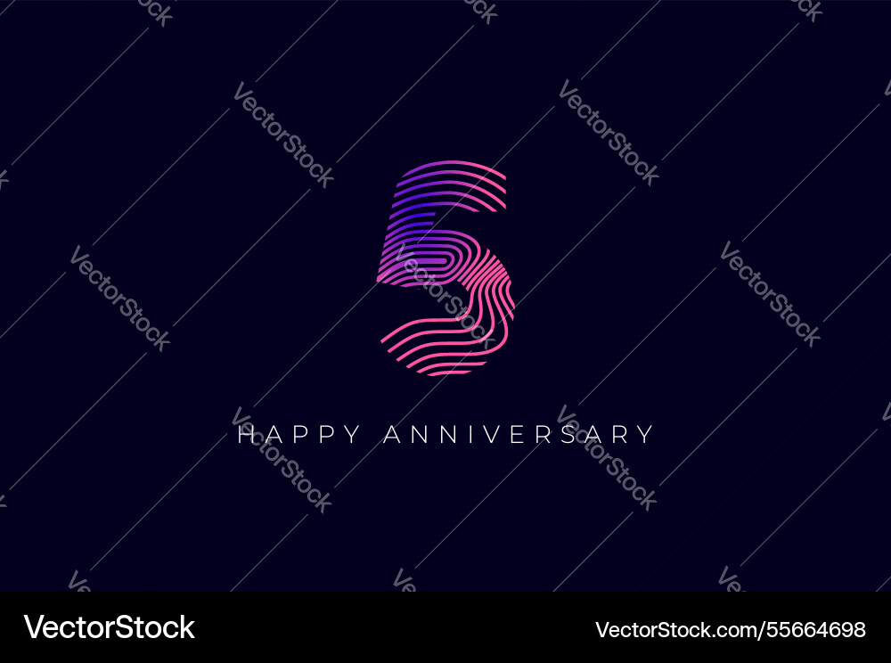 Numeric design with line curve 5th happy Numeric design with line curve 5th happy vector image