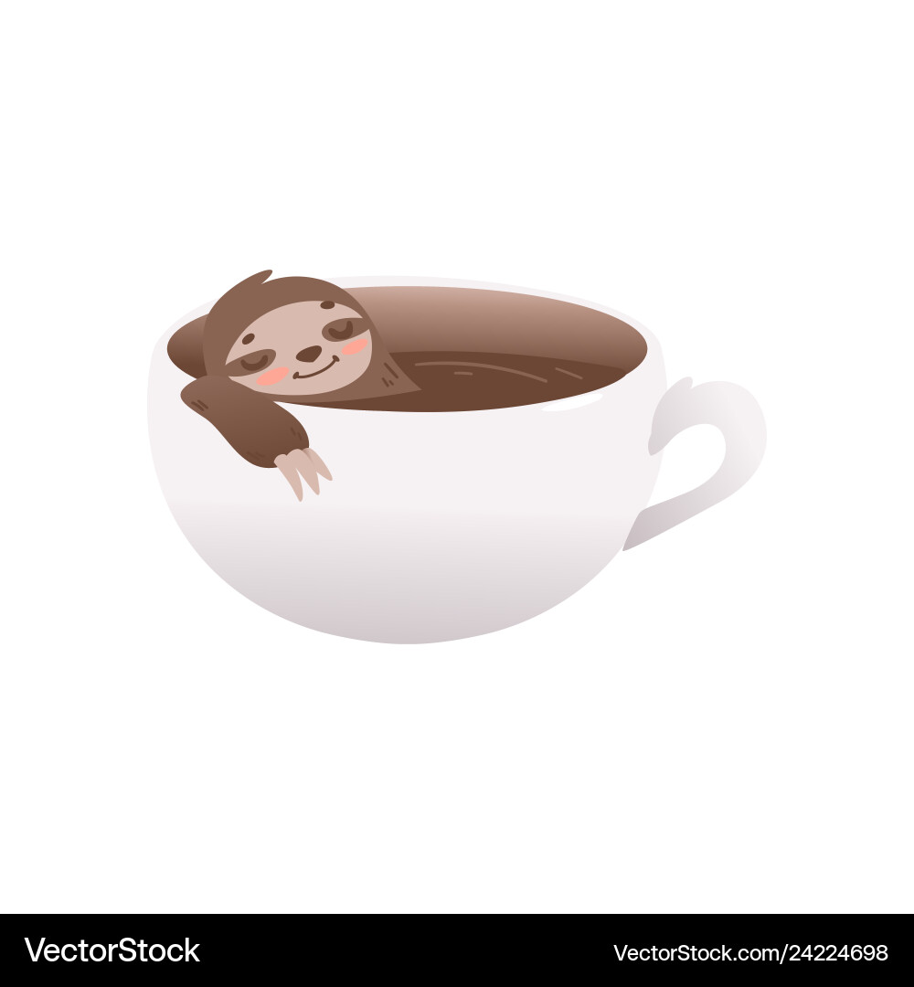 Süße Sloth entspannen in Tasse Kaffee - große Tasse Süße Sloth entspannen in Tasse Kaffee - große Tasse vektorbild