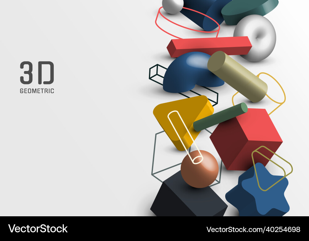 Set of abstract 3d geometric elements with shadow Set of abstract 3d geometric elements with shadow vector image