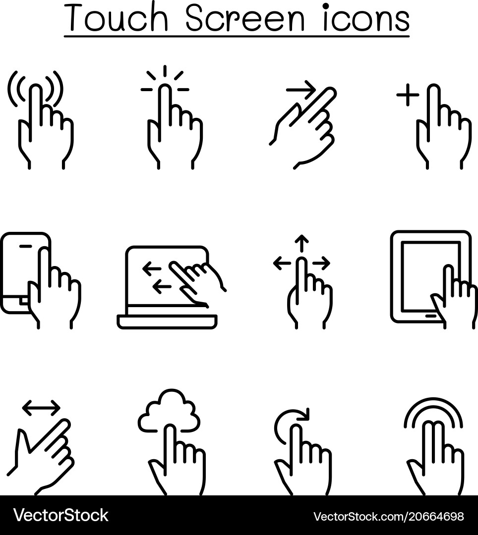 Touch Screen Icon Set - Thin Line Style vector image