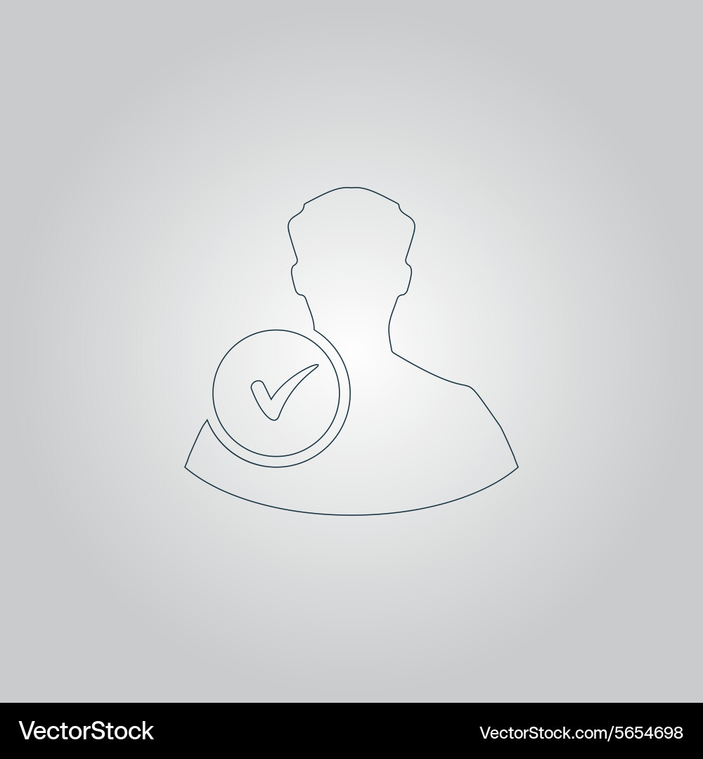 User profile sign web icon with check mark glyph Vector Image